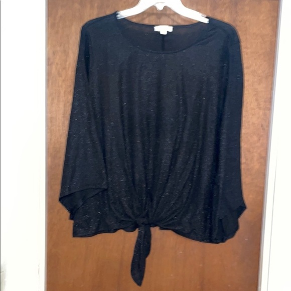 Kim Rogers Tops - Chic Black Tie-Front Blouse​